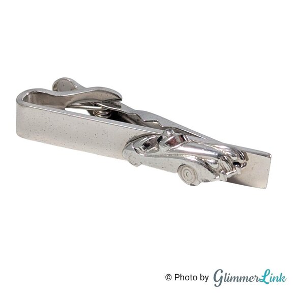 Swank Vintage Silver Tone Car Cufflinks and Tie Bar Set Automobile Design, 1960s - Picture 6 of 13